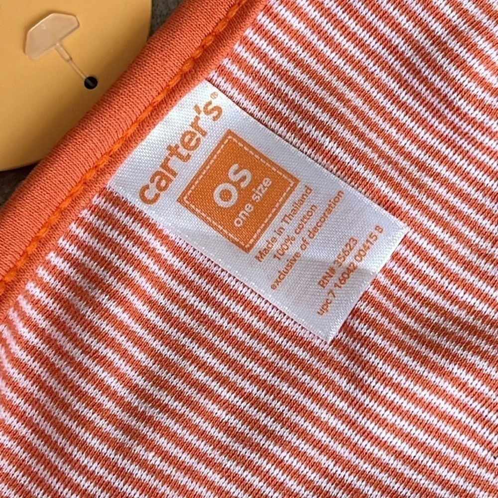 Brand New Set of 2 Cloth Baby Bibs Orange Halloween Thanksgiving Turkey Pumpkin